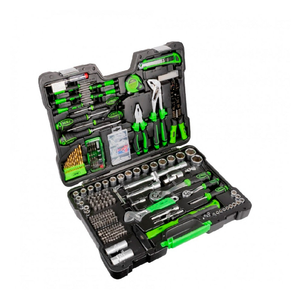Zestaw narzędzi Zestaw narzędzi JBM 53212, 303 elementy, 1/2" + 1/4", stal CR-V – widok główny produktu w warsztacie