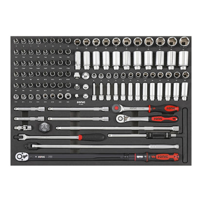 Zestaw nasadek 1/2 z kluczem dynamometrycznym Sonic 311501 w czarnym wkladzie SFS-XL.