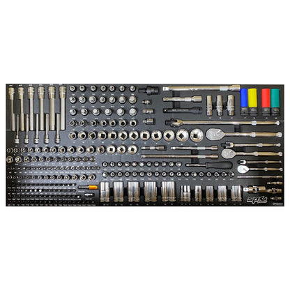 Zestaw nasadek bitow i grzechotek SP Tools SP00555 w czarnym wkladzie piankowym EVA.