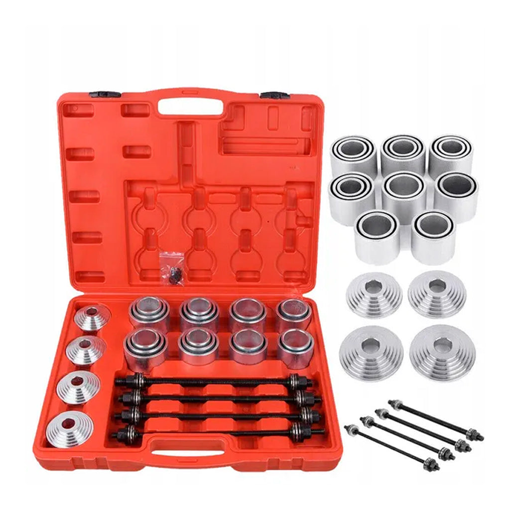 Kompletny zestaw ściągacza tulei wahacza – pełny komplet tulei, śrub i adapterów do demontażu i montażu tulei oraz łożysk