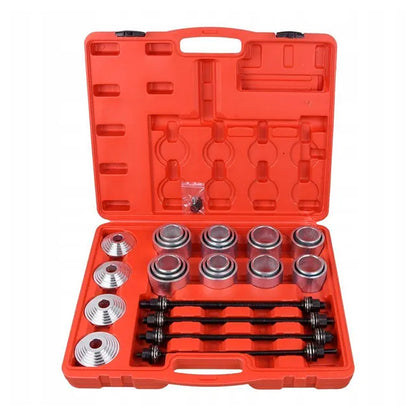 Zestaw ściągacza tulei wahacza i łożysk zawieszenia – komplet adapterów i śrub w solidnej walizce serwisowej