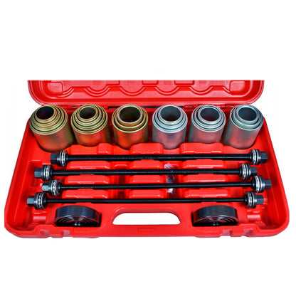 Warsztatowy zestaw do wyciskania tulei i łożysk – uniwersalne narzędzie do montażu i demontażu elementów zawieszenia w pojazdach