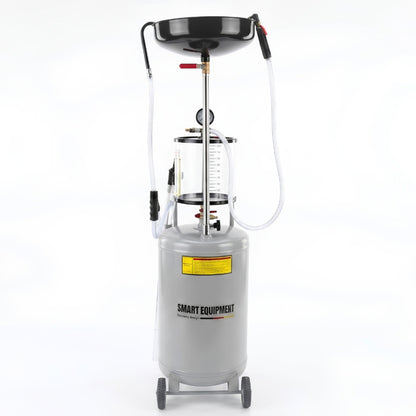 Zlewarko-wysysarka do oleju Smart Equipment 03-1290 80L z przezroczysta kolba i misa.