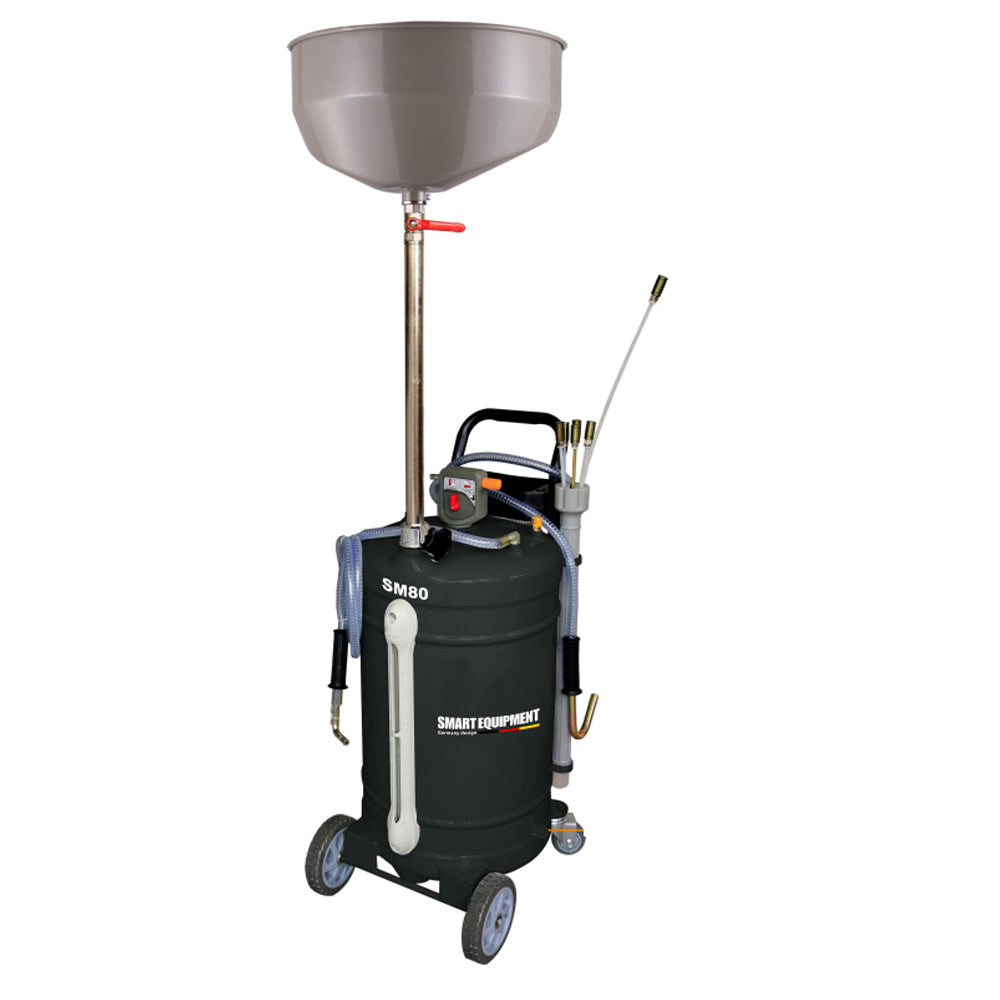 Zlewarko-wysysarka do oleju Smart Equipment Evolution SM 80 o pojemności 80l z misą zlewczą.