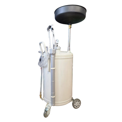 Zlewarko-wysysarka pneumatyczna do oleju Smart Equipment 03-1150 80L na kołach transportowych.